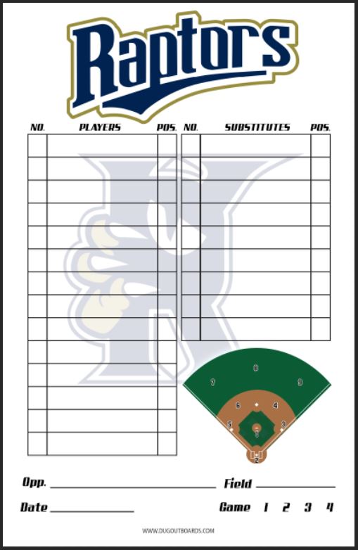 Logo Lineup Card, Baseball Design F1