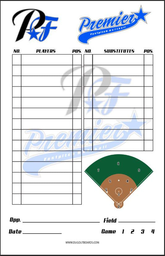 Custom Logo Lineup Card, Softball Design F1