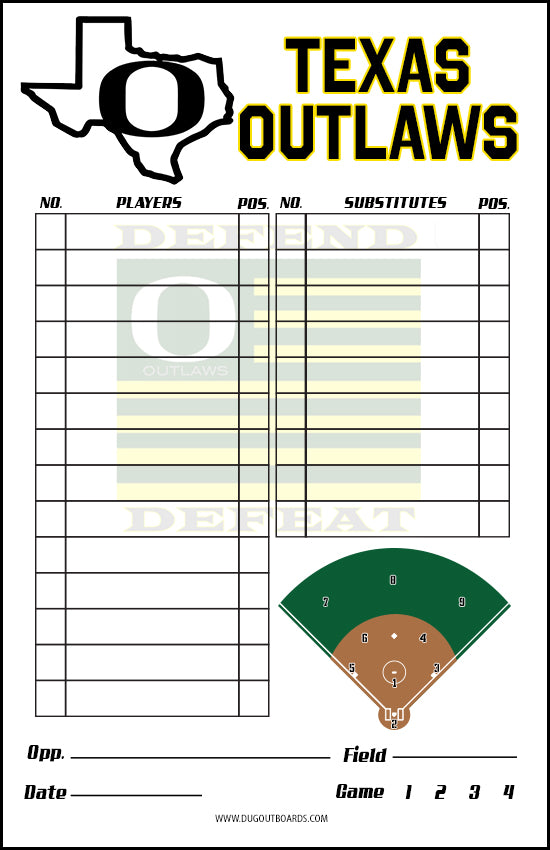 Logo Lineup Card, Softball Design F1