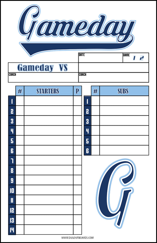 Baseball and Softball Custom Lineup Cards - Design A1