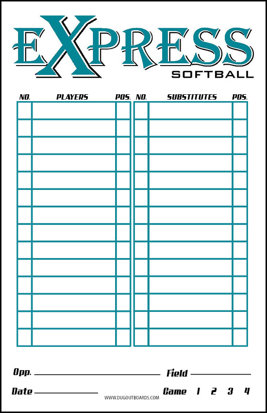 Softball Lineup Card - F2 Design