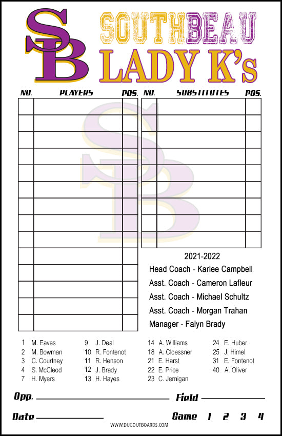 Roster Lineup Cards (RF1 Design)